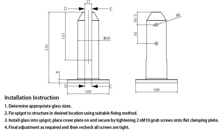 Wholesale 304/316 Stainless Steel Glass Railing Glass Clamp/Swimming Pool Glass Clip/Glass Clamp